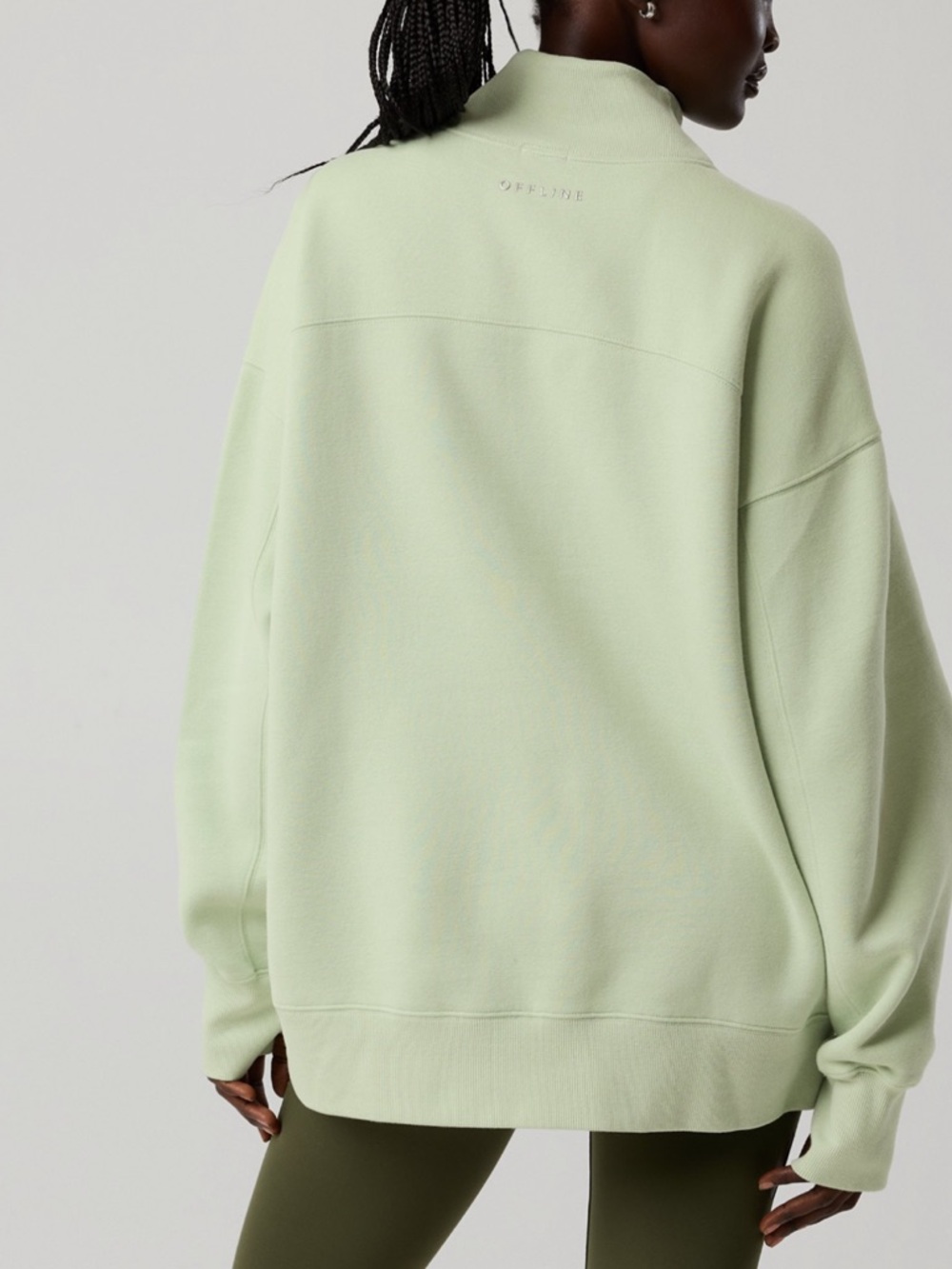 Aerie offline cloud fleece mock DUSTY SAGE Women's Sweater - Picture 9 of 12